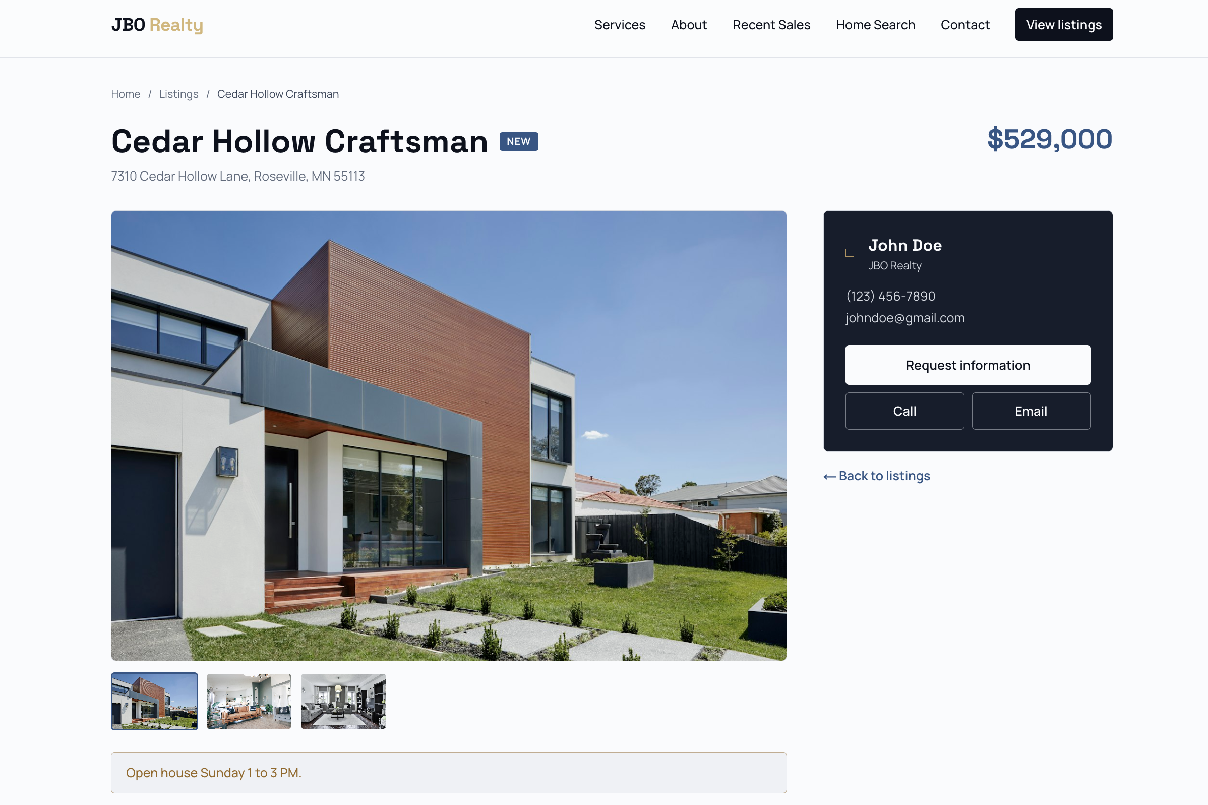 JBO Realty individual listing page